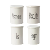 Tea & Sugar Jar (Each 900 Ml) +  Biscuits & Namkeen Jar (Each 1700 Ml) - White, Set Of 4