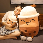 Plush Pearl Milk Tea Pillow-Squinting / 35CM