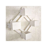 BARISH - Wall Mounted Planter - Diamond | Handcrafted with Rubberwood | Indoor Planter Frame with Stand 25 x 25 x 6 Inches - White