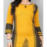 Vbuyz - Yellow Cotton Womens Front Slit Kurti ( Pack of 1 ) - M