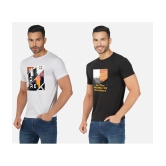 CHOZI Cotton Blend Regular Fit Printed Half Sleeves Mens T-Shirt - Multicolor ( Pack of 2 ) - None