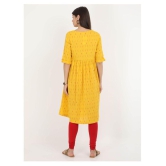 Alena - Yellow Cotton Women''s Flared Kurti - XL