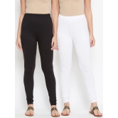 Women Pack Of 2 White & Magenta Solid Churidar-Length Leggings