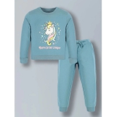 PLUM TREE Blue Cotton Girls Sweatshirt With Joggers ( Pack of 1 ) - None