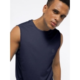 Men Dark Navy Textured Sleeveless Sports T-shirt