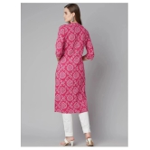 Divena - Pink Cotton Womens Straight Kurti ( Pack of 1 ) - 3XL