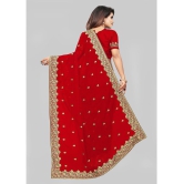 Om Shantam Sarees - Red Georgette Saree With Blouse Piece ( Pack of 1 ) - Red