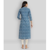 KIPEK - Blue Cotton Women's Straight Kurti ( Pack of 1 ) - XL