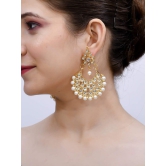 Abhaah bollywood inspired kundan meenakari traditional look bridal chandbali earrings with pearls for women and girls