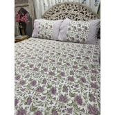 Hand Block Cotton Bedsheet | Sage Bedsheet-King