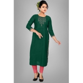 haya fashion - Green Rayon Women's Straight Kurti ( Pack of 1 ) - None