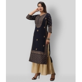 MAUKA - Navy Straight Rayon Women's Stitched Salwar Suit ( Pack of 1 ) - None