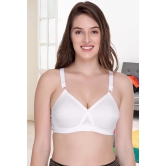 Womens Super Fit White Full Coverage Everyday Plus Size T-Shirt Non Padded Seamless Bra Free Transparent Strap-44 / E / White