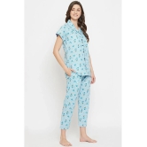 Clovia 100% Cotton Nightsuit Sets - Blue - None