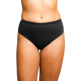 Sona Comfortable 1600 Cotton Plain Outer Elastic Hipster Plus Size Black Panties-3XL / Black