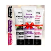 KURAIY Kesar Chandan Multani Mitti & Charcoal Skin Lightening &Tan Removal Face wash pack of 3