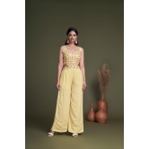 Yellow Mirror Embroidered Georgette Party Wear Palazzo