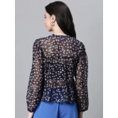 Oxolloxo Printed Tie-Up Neck Peplum Crop Top