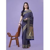 LEELAVATI Banarasi Silk Embellished Saree With Blouse Piece - Navy Blue ( Pack of 1 ) - Navy Blue