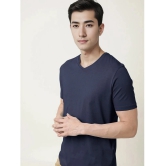 Radprix Cotton Regular Fit Solid Half Sleeves Mens T-Shirt - Navy ( Pack of 1 ) - None