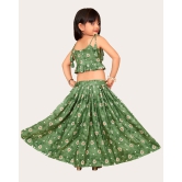 Kid Girls Readymade Bandhani Print Designer Blouse With Lehenga Set-Green / 5 Years-6 Years