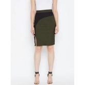 Women Olive Green & Black Colourblocked Pencil Skirts