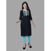 HAYA - Black Rayon Women''s A-line Kurti ( Pack of 1 ) - None