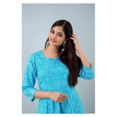 Lee Moda - Turquoise Cotton Womens Flared Kurti ( Pack of 1 ) - XXL