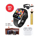 5 in 1 Combo Pack of Smartwatch, Bluetooth Earbuds, Trimmer, Sunglasses & Wallet