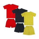 Diaz - Multicolor Cotton Boys T-Shirt & Shorts ( Pack of 3 ) - None