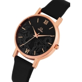 Septem Black Leather Analog Womens Watch