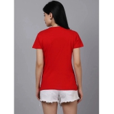 Fabflee - Red Cotton Regular Fit Womens T-Shirt ( Pack of 1 ) - None