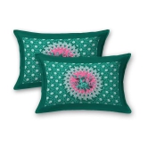 FrionKandy Living Cotton Floral Double Bedsheet with 2 Pillow Covers - Sea Green - Sea Green