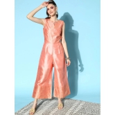 Women Attractive Peach Self-Design New Jumpsuit