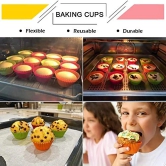 12 PCS Silicone Baking Cups Reusable Cupcake Liners Nonstick Cake Molds Cupcake Holder Muffin Cups 6 Rainbow Colors Cupcake Pan Muffin Cup,