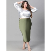 Oxolloxo Plus Size Satin Pencil Midi Skirts