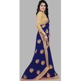 Om Shantam Sarees - Navy Blue Silk Blend Saree With Blouse Piece ( Pack of 1 ) - Navy Blue