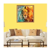 GEEO DIY 5D Moon Diamond Lion River Bridge Painting Kit,Drill Rhinestone Embroidery Cross Stitch Art Kit Wall Hangings Night Scene for Home Wall Decor Arts Craft (5D Lion Painting Kit)