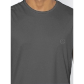 Men Dark Grey Textured Sleeveless Sports T-shirt