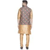 Banity Bey Men's Ethnic Wear Silk Blend Copper Kurta Pajama with Designer Ethnic Nehru Jacket/Modi Jacket/Waistcoat