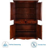 Selten Solid Teak Wood 4 Door Wardrobe-Brown