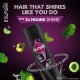 Sunsilk Stunning Black Shine Shampoo - With Amla + Oil, Pearl Protein & Vitamin E, For Long Lasting Shine, 360 Ml