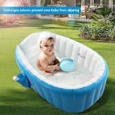 KATHIYAWADI Inflatable Baby Bath tub for Kids with Air Pump, Soft Cushion Central Seat, Foldable Shower Basin | Mini Air Swimming Pool for Kids | Baby Bath Tub for Baby Kids 6 to 36 Months