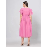 JC4U Crepe Embroidered Midi Womens Fit & Flare Dress - Pink ( Pack of 1 ) - None