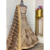 Rose gold silk lehenga-L / Mint green