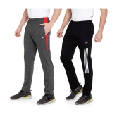 Zeffit Solid, Striped Men Black, Grey Track Pants (Pack Of 2 ) - 2XL