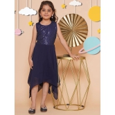 Arshia Fashions - Blue Georgette Girls Asymmetric Dress ( Pack of 1 ) - None