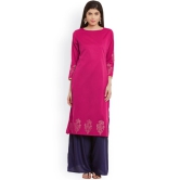 Women Pink Block Print Straight Kurta with Jacket