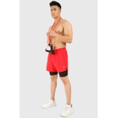 Fuaark Red Polyester Lycra Mens Gym Shorts ( Pack of 1 ) - None