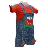 Zadmus Unisex Top and Dungaree Set Denim, Red   - 6-12 Months